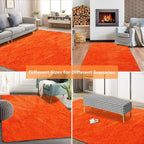 Orange Shag Area Rugs for Bedroom Living Room,5X8 Ultra Soft Fluffy Area Rugs for Dorm, Indoor Carpet Nursery Rugs for Kids Room Home Halloween Decor