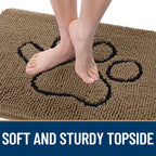 OLANLY Dog Door Mat for Muddy Paws 36x24, Paw Print Design Chenille Mud Mat