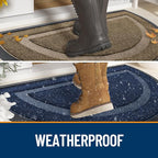 OLANLY Half Circle Door Mat Indoor Outdoor Entrance Welcome, Waterproof All-Season, All-Weather Doormat, Sturdy Natural Rubber, Low Profile, Easy Clean Patio Porch Entryway Mat, 47x23, Grey