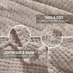 Exclusivo Mezcla Fleece Bed Blanket Twin Size, Super Soft and Warm Blankets for Couch, Sofa and Bed Waffle Textured, Cozy, Fuzzy and Lightweight (Tan, 90x66 Inches)