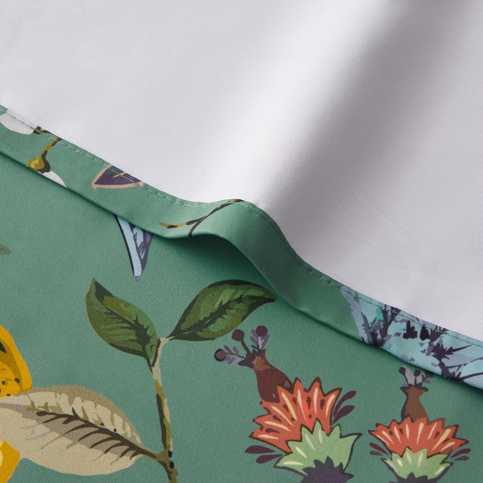 Topfinel Kitchen Curtains 45 Inch Length Floral Spring Curtains for Cafe, Vintage French Country Grommet Botanical Hummingbird Woodland Victorian Patterned Sage Green Blackout Curtains 45 Inches Long