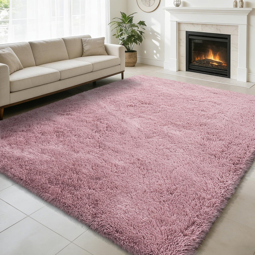yulidayang 5x8 Shag Area Rug for Bedroom,Blush Fluffy Rugs for Living Room