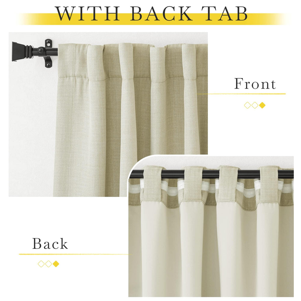 NICETOWN Room Darkening Bedroom Curtains 84 inches Long, Pinch Pleated Curtains Faux Linen Blend Light Blocking Noise Canceling Thermal Drapes for Living Room, Linen Beige, W52 x L84, 2 Panels