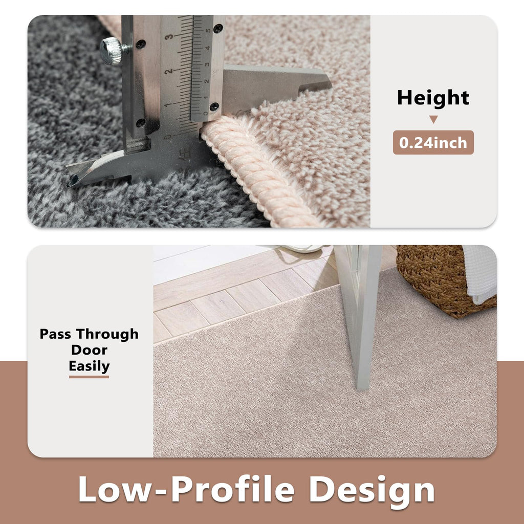 2x6 Oatmeal/White Runner Rug Non-Slip Washable for Hallway Kitchen Bedroom
