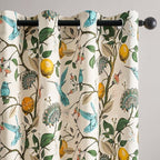 Topfinel Floral Curtains 90 Inches Long 2 Panels Unique Natural Beige Luxury Elegant Colorful Euro Flower Hummingbird Patterned Rustic Vintage Grommet Drapes for Classroom Room Office Closet 52x90
