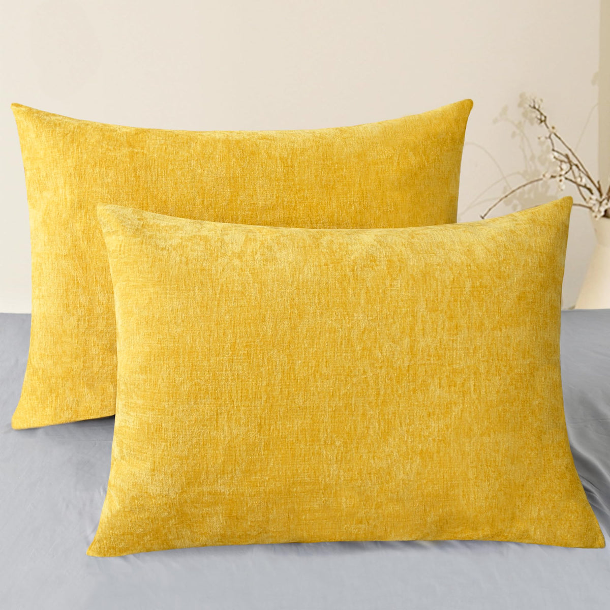 CaliTime Decorative Standard Throw Pillow Covers 26 X 20 Inches True White