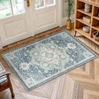AMADA HOMEFURNISHING 2x4 Washable Area Rug, Low-Profile Entryway Rug with Non-Slip Backing & Durable Edge Binding, Vintage Rug Pattern, Small Rugs for Entryway, Kitchen & Living Room