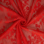 YJ YANJUN Vintage Lace Curtains 45 Inch Length Victorian Floral Pattern Red Sheer Curtain Panels for Living Room Bedroom,Light Filtering, Xmas Gift for Holiday Decor 2 Panels 52W x 45L