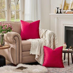 GIGIZAZA Red Velvet Decorative Throw Pillow Covers for Sofa Bed 2 Pack Soft Cushion Cover 20x20