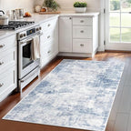 IOHOUZE Abstract Area Rug 4x6 Ft Washable Rugs for Entryway Indoor, Non Slip Small Living Room Rugs Printed Faux Wool Throw Rug, Floor Carpet for Kitchen Nursery Playroom, Light Blue Grey