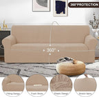 U-NICE HOME 4 Seater Stretch Couch Cover Sofa Cover Washable Sofa Slipcover Furniture Protector for 3 Cushion Couch Sofa Pet Friendly, Camel
