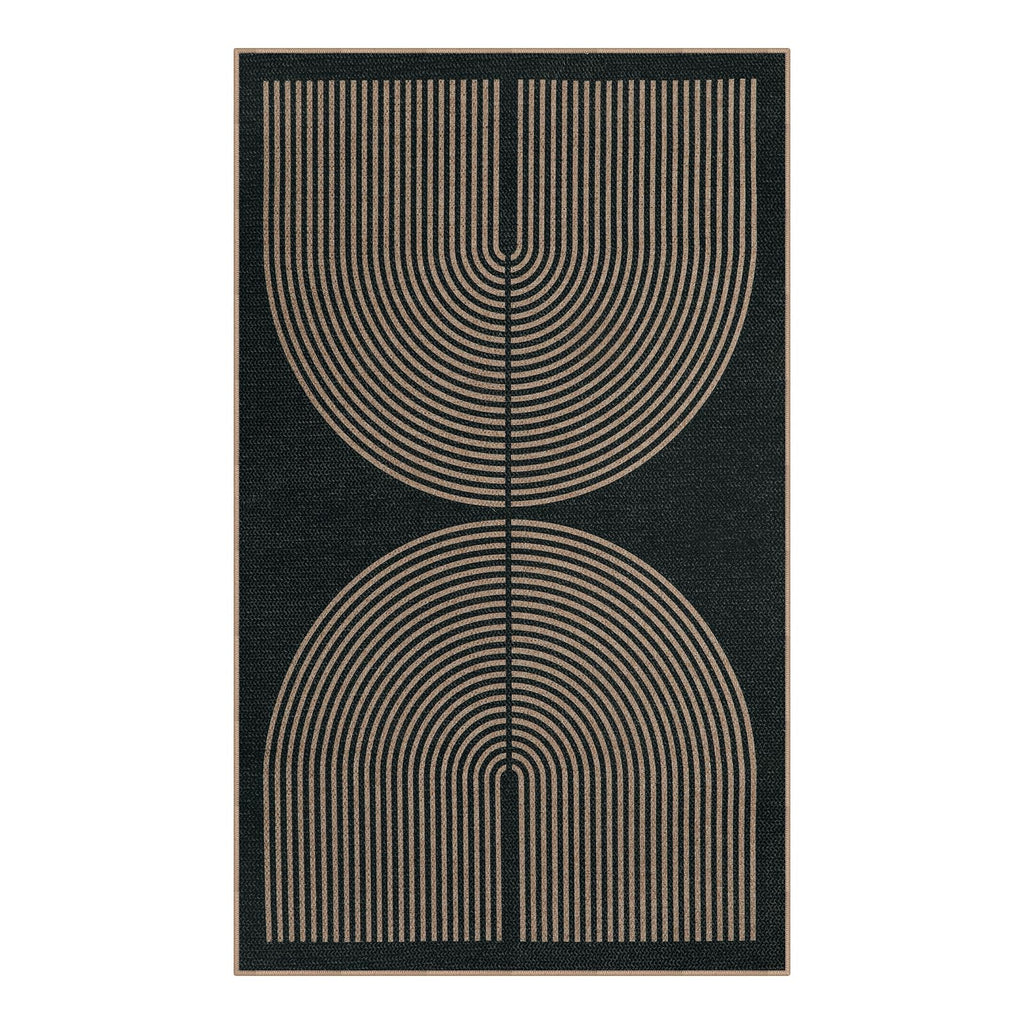 Lahome Modern Rainbow Easy Jute Outdoor Patio Rug, 3x5 Black Office Rug