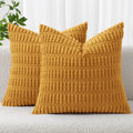 MIULEE Corduroy Decorative Throw Pillow Covers 16x16 Gold Yellow Pack of 2