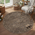WondRg 3x3 Dark Brown Vintage Round Rug