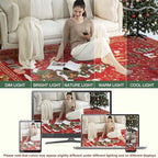 UERMEI Christmas Area Rug Living Room Rugs: 5x7 Neutral Modern Washable Festive Soft Thin Non-Slip Indoor Carpet for Bedroom Dining Table and Home Office Holiday Decor - Red