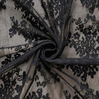 YJ YANJUN Vintage Lace Curtains 72 inch Length Goth Black Floral Sheer Sidelight Curtains for Front Door Coffin/Dark/Halloween/Spooky/Skull/Moody/Witch/Creepy Room Decor 52" W x 72" L