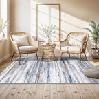 4x5 Area Rugs for Entryway Washable: Easy-to-Clean Rug for Office Kitchen Bedroom Living Room Dining Room - Non Slip Stain and Water Resistant Carpet - Soft Low-Pile Door Mat Navy Grey