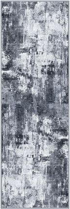 KOZYFLY Modern Abstract Runner Rug 2x6 Washable Grey/Black/Black Runners for Hallways Kitchen Runner Rug Non Slip Carpet Rug Runner Laundry Mat with Soft Low Pile for Entryway Bathroom Bedroom Kitchen