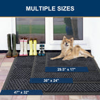 Smiry Front Door Mat Outside Entrance, Heavy Duty Sturdy Natural Rubber Doormat, Trap Dirt and Moisture, Easy Clean Low Profile Mats for Indoor Outdoor Entry, Irregular Triangle (29.5x17, Silver Grey)