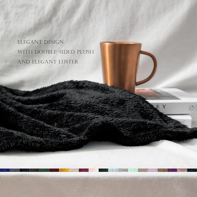 Exclusivo Mezcla Fuzzy Plush Fleece Bed Blanket Twin XL Size, Black