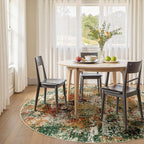 Washable Area Rugs 6ft Non-Slip Modern Abstract Soft for Living Room Entryway Bedroom Nursery, Print Pattern, Green Orange Rust Red Cream Colorful
