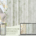jinchan Floral Curtains 63 Inch Length Sage Green Flower Linen Farmhouse Curtain for Living Room French Country Vintage Curtain Rod Pocket Curtains Set 2 Panels Floral Printed