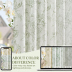 jinchan Green Floral Linen Curtains 84 Inch Farmhouse Rod Pocket 2 Panels