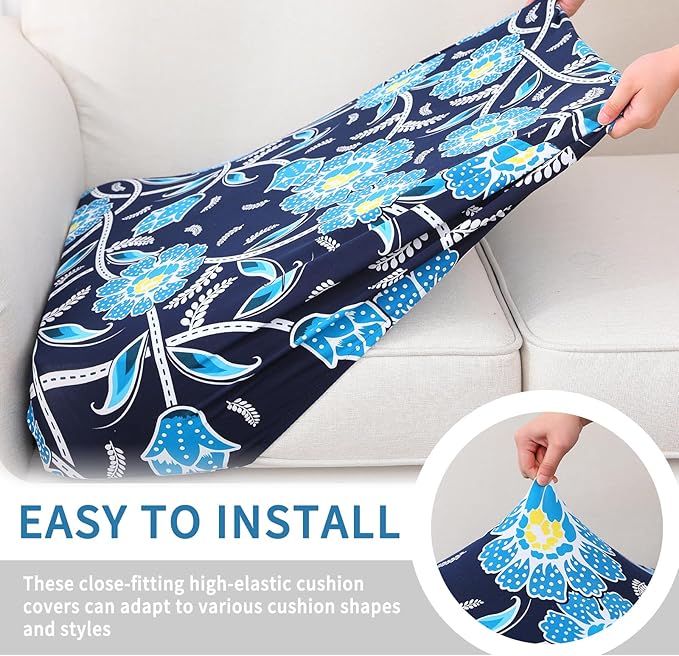 hyha Printed Couch Cushion Covers, Sofa Covers Washable for 2 Cushion Couch