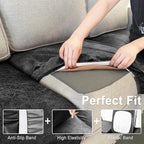 Leather Look Couch Cushion Covers Sofa Seat Slipcovers Sets Couches Furniture Protector for Sectional Armchair Loveseat Pets Kids Stretch Spandex Fabric (1 Cushion Loveseat, Dark Grey)