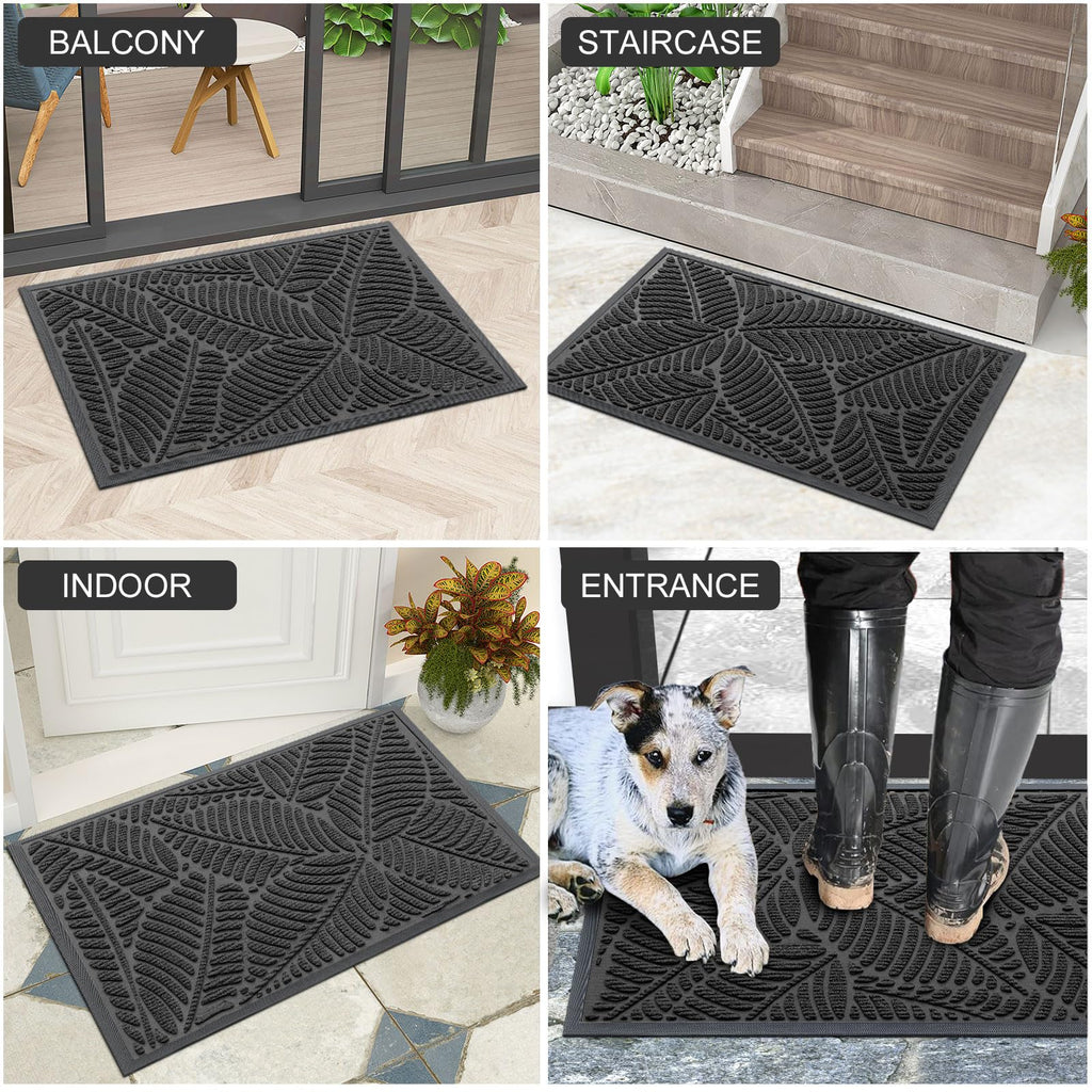 Colorxy Waterproof Front Doormat, Sturdy Natural Rubber Door Mat, 71x47