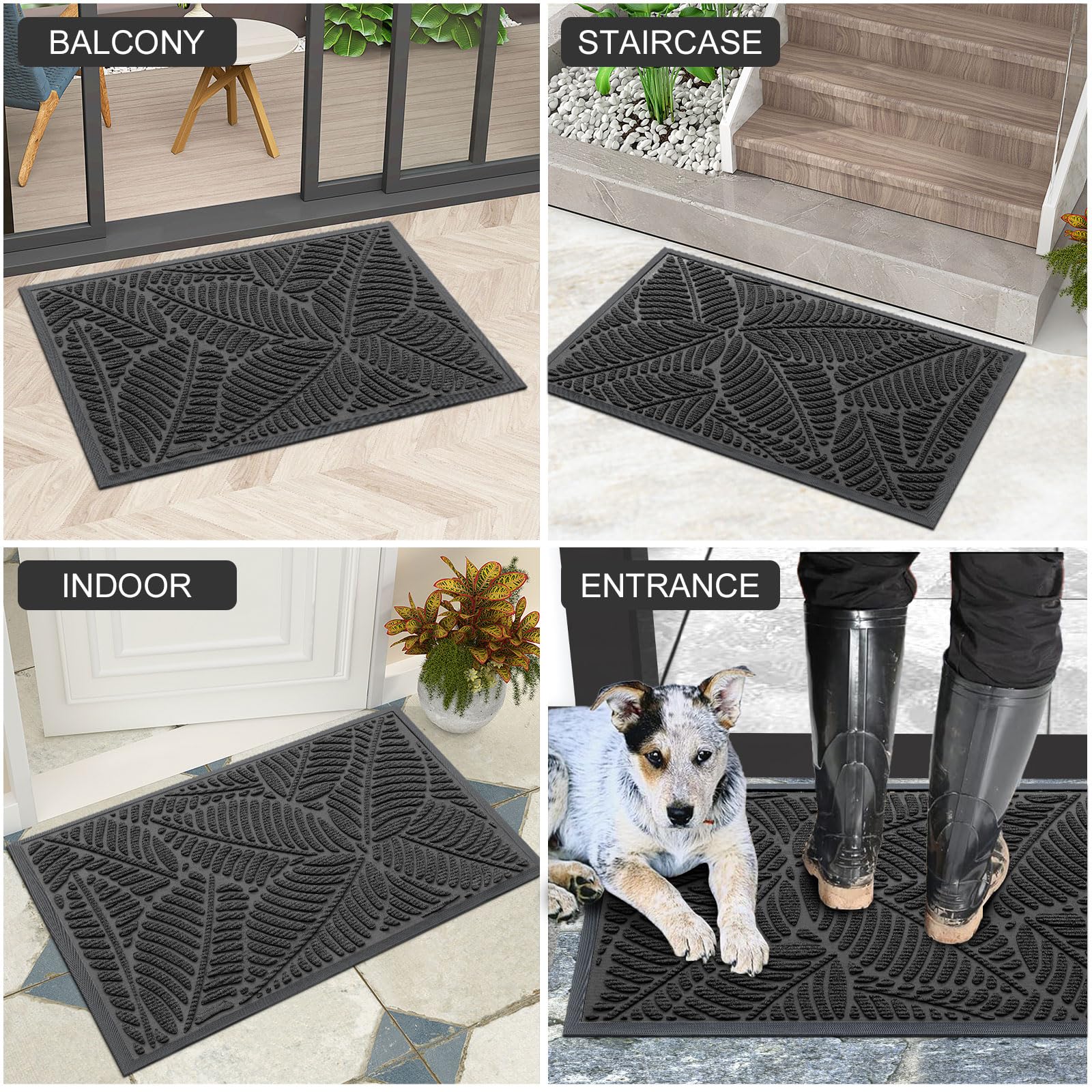 Colorxy Waterproof Front Doormat, Sturdy Natural Rubber Door Mat, 71x47