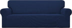 Easy-Going Stretch Oversized Sofa Slipcover 1-Piece Sofa Cover Furniture Protector Couch Soft with Elastic Bottom for Kids, Polyester Spandex Jacquard Fabric Small Checks Navy