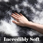 ONASAR Runner Rugs for Bedroom Living Room, Fluffy Black and White 2x6 Bedside Hallway Area Rug, Ultra Soft Plush Furry Faux Fur Non Slip Floor Carpet for Nursery Kids Dorm Closet Home Decor