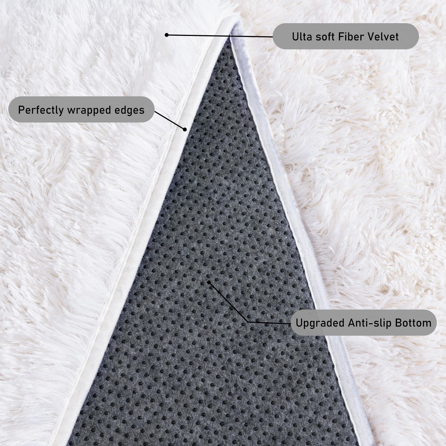 Quntue Runner Rugs for Bedroom 2x6 Rug Runners for Hallways Non Slip Soft Shag Bedside Rug, Fluffy Area Rug Throw Rugs for Living Room, Floor Carpet Runner for Nursery Kids Dorm, Cream White