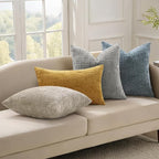 decorUhome Neutral Grey Chenille Throw Pillow Covers 16x16 Set of 2 Textured Soft Cozy Slubby Couch Pillow Covers Modern Farmhouse Boho Decorative Pillow Cases for Bed Sofa Living Room