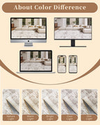 Madane 9x12 Area Rugs for Living Room, Washable Natural Rug Brown/Ivory