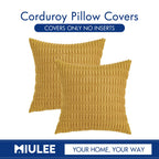MIULEE Corduroy Decorative Throw Pillow Covers 20x20 Yellow Pack of 2