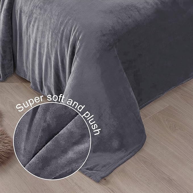 Exclusivo Mezcla Fleece Throw XL Blanket for Couch, Sofa, Super Soft and Warm Dark Grey Blankets, All Season, Cozy, Plush, Lightweight, 50x70 Inches
