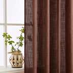 MIULEE Chocolate Brown Linen Curtains 72 Inch Length for Bedroom Living Room, Soft Thick Linen Textured Window Drapes Semi Sheer Light Filtering Back Tab Rod Pocket Burlap Look Decor, 2 Panels