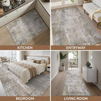 4 x 6 Area Rugs for Living Room, Machine Washable Non Slip Rug Ultra Soft Low Pile Indoor Carpet Modern Abstract Rugs for Bedroom Office Room Dining Room Beside, Beige