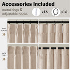 MIULEE Pinch Pleated Linen Curtains 90 Inches Long Sand Beige with Hooks