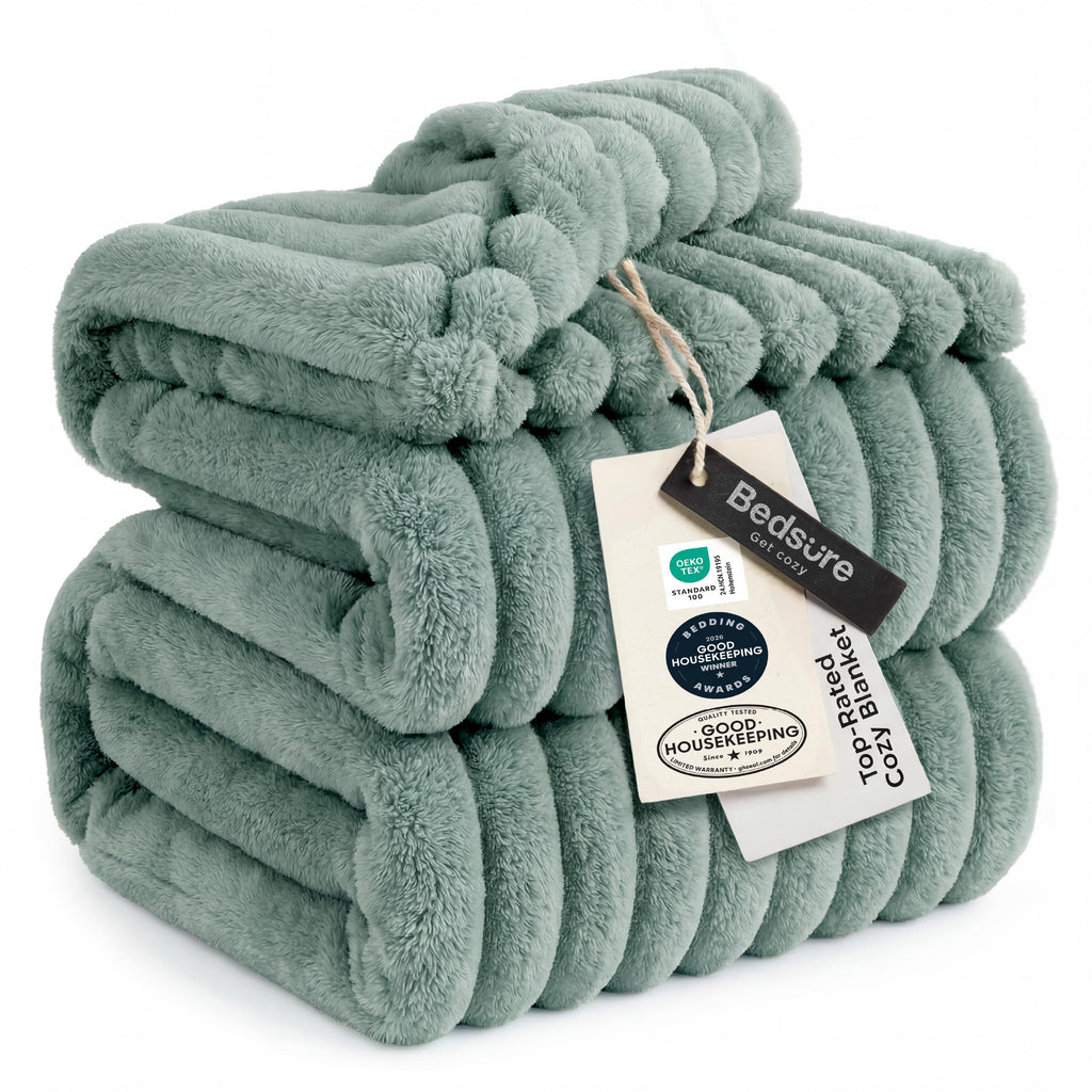 Bedsure Soft Queen Size Blanket for Bed Sage Green 90"x90"