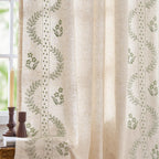 jinchan Floral Linen Curtains 84 Inch Farmhouse Back Tab 2 Panels