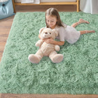 Pionblank Fluffy Large Rug for Living Room 6x9 Feet, Modern Soft Shag Area Rug, Plush Fuzzy Carpet for Bedroom Girls Boys Room Home Nursery Teens Dorm Decor, Mint Green