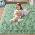 Pionblank Large Rug for Living Room 6x9, Modern Shag Area Rug, Mint Green