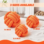 Uvvyui Knot Pillow Ball, Soft Home Decorative Round Throw Pillow, Handmade Knotted Plush Pillow, Round Boucle Pillow Cushion (8.6 Inches Orange)