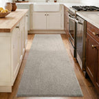 FinRèc 2x6 Washable Runner Rugs for Kitchen Hallway Bedroom, Low Pile Thin Rug Solid Color, Non-Slip Carpet Indoor for Home Decor (Light Tan)