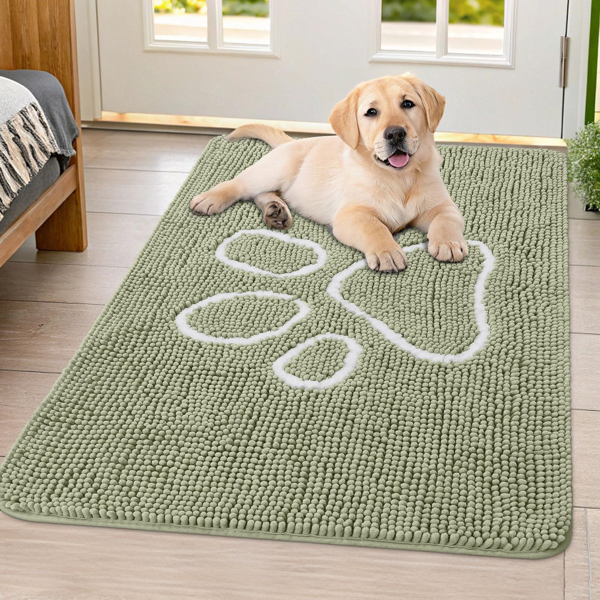 Smiry Dog Door Mat for Muddy Paws, Absorbent Non Slip Dirt Trapper, 40x32