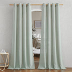NICETOWN Rustic Linen 102 inch Long Curtains for Living Room, Grommet Privacy Added Thick Linen Weave with Light Filter Window Curtains & Drapes for Bedroom, Sage Green, W55 x L102, 2 Panels