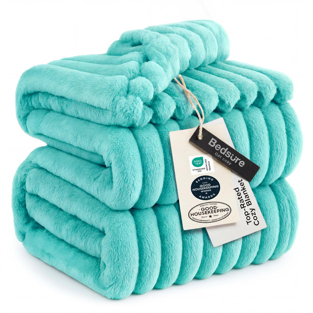 Bedsure Soft Cal King Size Blanket for Bed Blue Fog 102"x96"